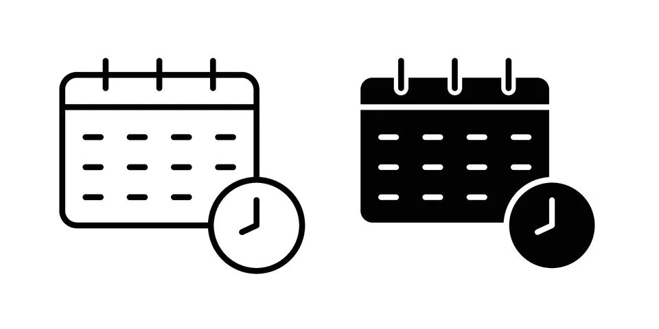 Calendar clock icon concept logo design collection Stock Illustration