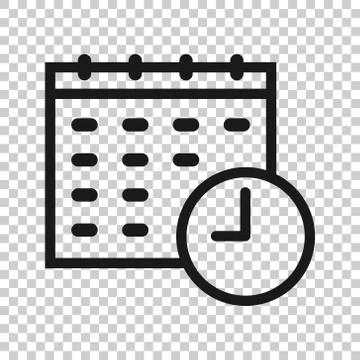 Calendar with clock icon in flat style. Agenda vector illustration on white i イラスト素材