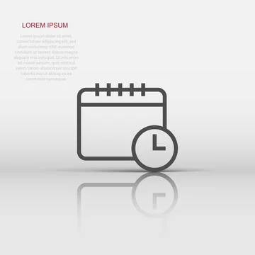 Calendar with clock icon in flat style. Agenda vector illustration on white.. イラスト素材