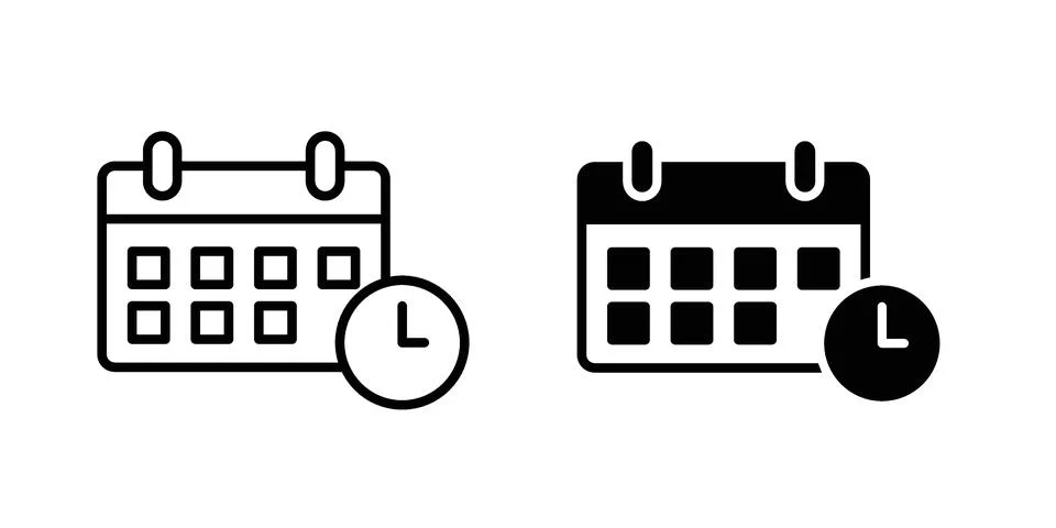Calendar clock icon illustration vector, icon set for apps Stock Illustration
