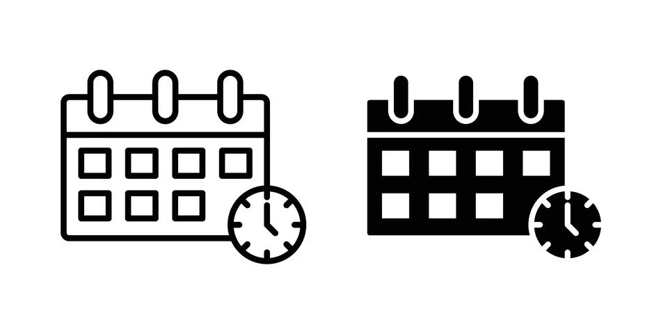 Calendar clock icon vector design illustrations Stock Illustration