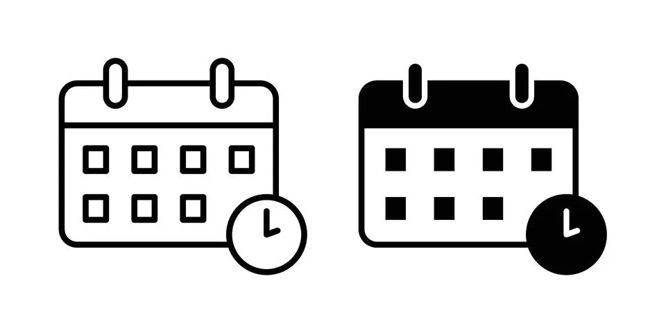 Calendar clock icon vector, illustration icon set Stock Illustration