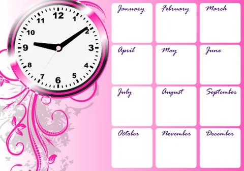 Calendar with clock Stock Illustration