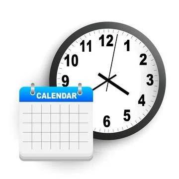Calendar with a clock. time management. Schedule. Vector illustration Stock Illustration