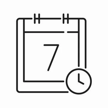Calendar with clock timer isolated outline icon Illustrazione stock