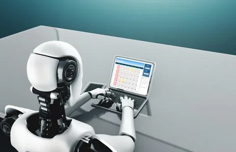 Calendar on computer software application for modish schedule planning Illustrazione stock