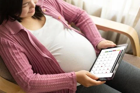 Calendar on computer software application for modish schedule planning Stock Photos