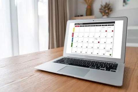 Calendar on computer software application for modish schedule planning Foto stock