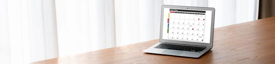 Calendar on computer software application for modish schedule planning Foto stock
