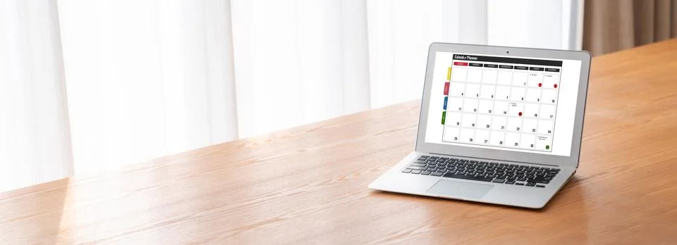 Calendar on computer software application for modish schedule planning Foto stock