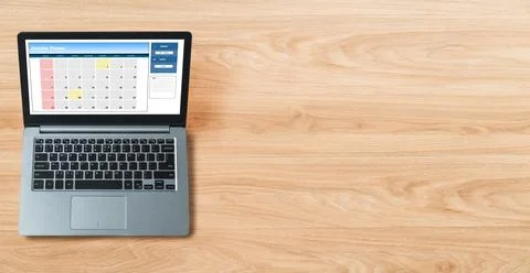 Calendar on computer software application for modish schedule planning Stock Photos