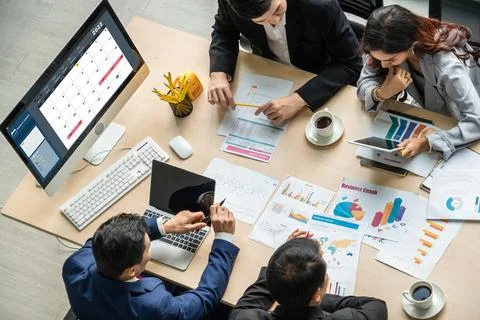 Calendar on computer software application for modish schedule planning Stock Photos