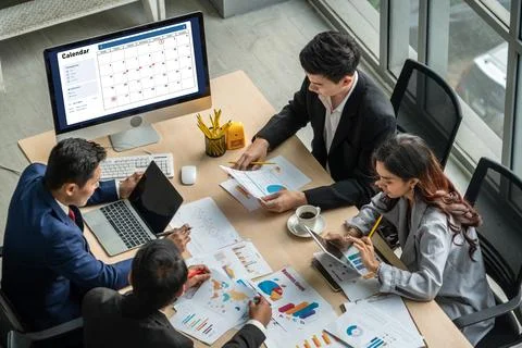 Calendar on computer software application for modish schedule planning Stock Photos