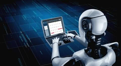 Calendar on computer software application for modish schedule planning 스톡 사진