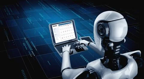 Calendar on computer software application for modish schedule planning 스톡 사진