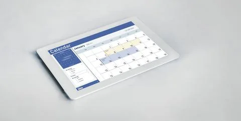 Calendar on computer software application for schedule planning snugly Foto stock