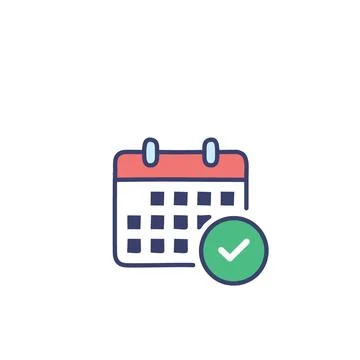 Calendar confirmed. Schedule completed, appointment confirmed, deadline met. Stock Illustration
