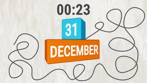 Calendar Countdown December 31 with 30 Seconds until the New Year Timer 30 to 0 Video stock 344163400