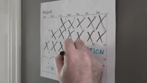 Calendar Countdown Until Vacation Starts Closeup Stock Footage 205718789