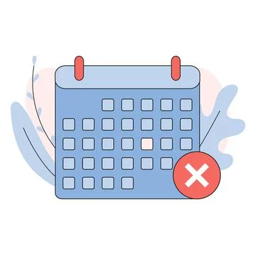 Calendar with cross mark icon vector. Cancel event icon. Wrong day on calendar Stock Illustration