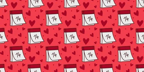 Calendar with date 14 seamless pattern Stock Illustration