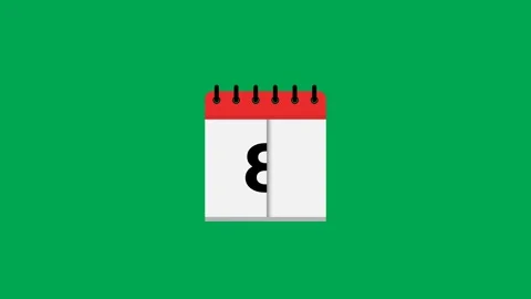 Calendar date change flat animation with paper tear page on green screen. Stock Footage 327038312