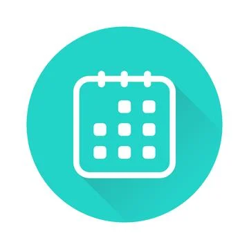 Calendar Date Circular Icon with Long Shadow Vector Illustration Stock Illustration
