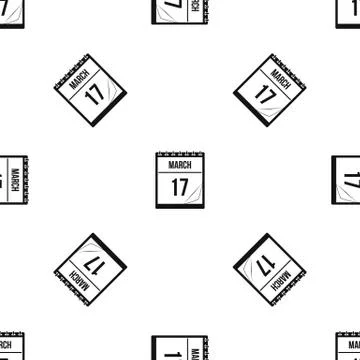 Calendar with date of March 17 pattern seamless black Stock Illustration