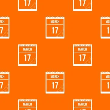 Calendar with date of March 17 pattern seamless Stock Illustration
