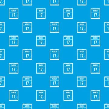 Calendar with date of March 17 pattern seamless blue Stock Illustration