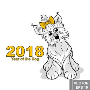 The calendar. Date. New Year. 2018. Year of the dog. Card. Иллюстрация