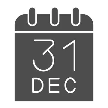 Calendar date solid icon. Calendar page with 31th of december symbol, glyph 库存插图