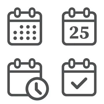 Calendar date time icon set vector Stock Illustration