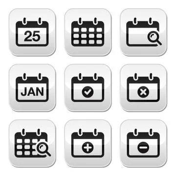 Calendar date vector buttons set Stock Illustration