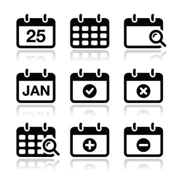 Calendar date vector icons set Stock Illustration