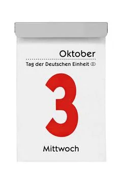 Calendar, Day of German Unity, against a white background Stock Illustration
