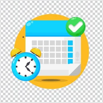 Calendar deadline with check and clock on blank background Stock Illustration