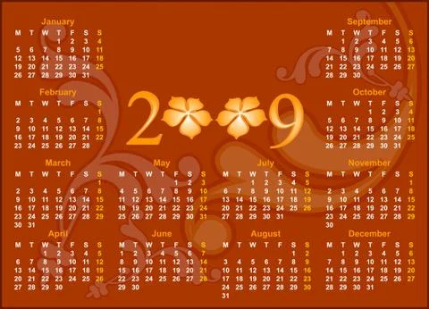 Calendar design 2009 Stock Illustration