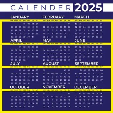 A calendar design of 2025 Stock Illustration