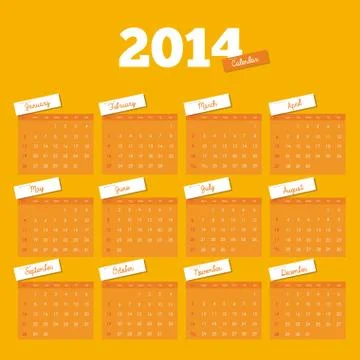 Calendar design over orange background vector illustration Ilustração Stock