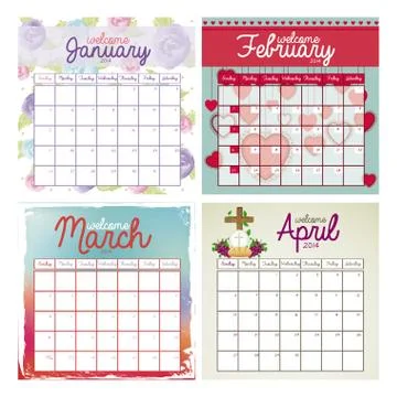 Calendar design over pattern background vector illustration Ilustração Stock