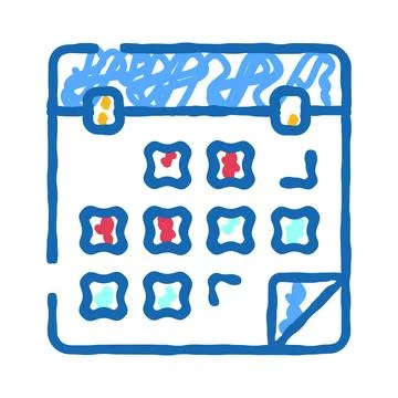 Calendar doodle icon representing scheduling and planning dates Stock Illustration