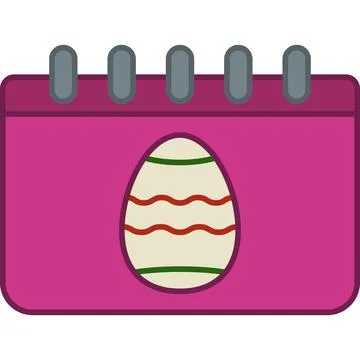 Calendar Easter Egg Filled Outline Icon Vector Illustrazione stock