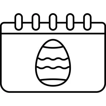 Calendar With Easter Egg Outline Icon Vector Illustrazione stock