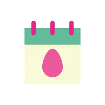 Calendar with easter egg painted flat style Illustrazione stock