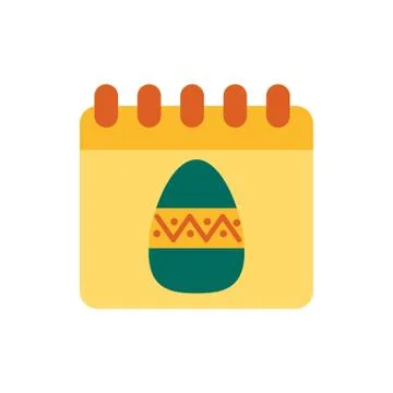 Calendar with easter egg painted flat style Stock Illustration