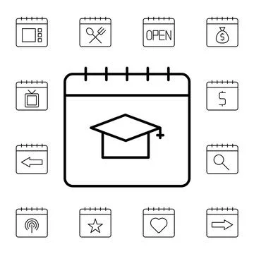 Calendar, education flat vector icon in calendar pack Stock Illustration