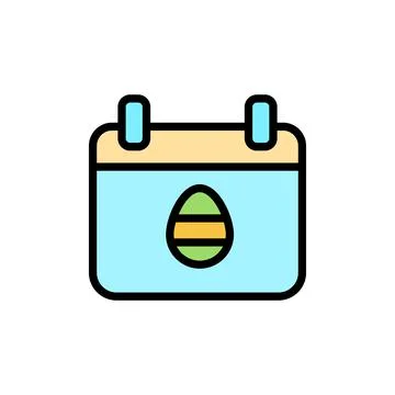 Calendar egg Easter outline color icon. Simple outline color vector elements of Illustrazione stock