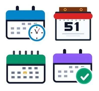 Calendar Element, Date and Time Management Vector Stock Illustration