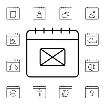 Calendar, email flat vector icon in calendar pack Stock Illustration